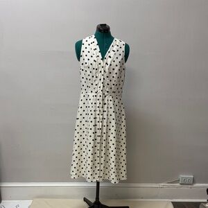 Ann Taylor Black and White Polka Dot Midi Dress
